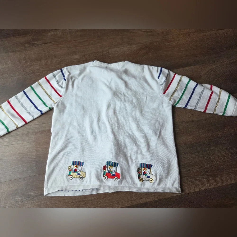 Vintage Bobbie C Embroidered Golf Patch Knit Cardigan Jacket Women Full Zip sz L - Picture 10 of 10